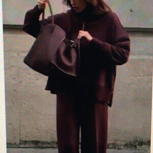 Maroon Fleece Lined Set, Top and Wide Leg Pants 107